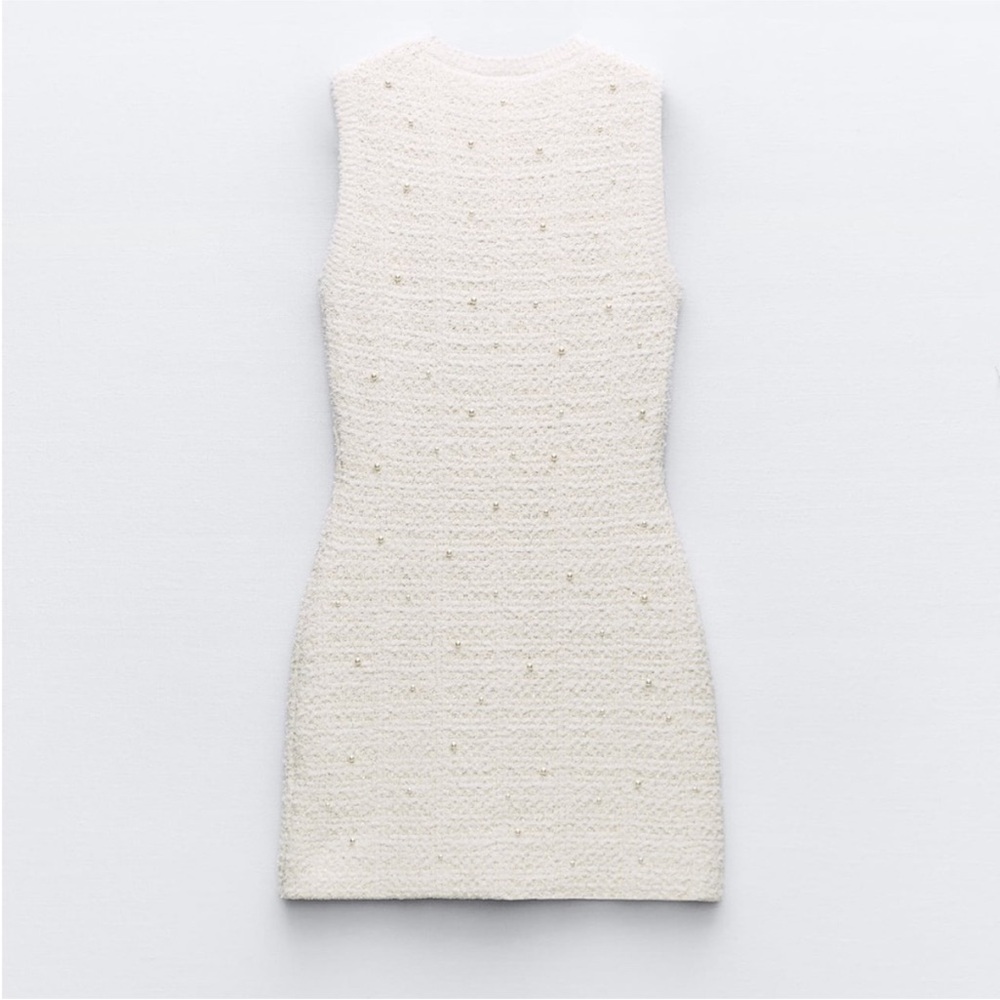 Zara PEARL TRIM KNIT MINI DRESS REF. 4331/006/712 190/016 - Picture 9 of 14